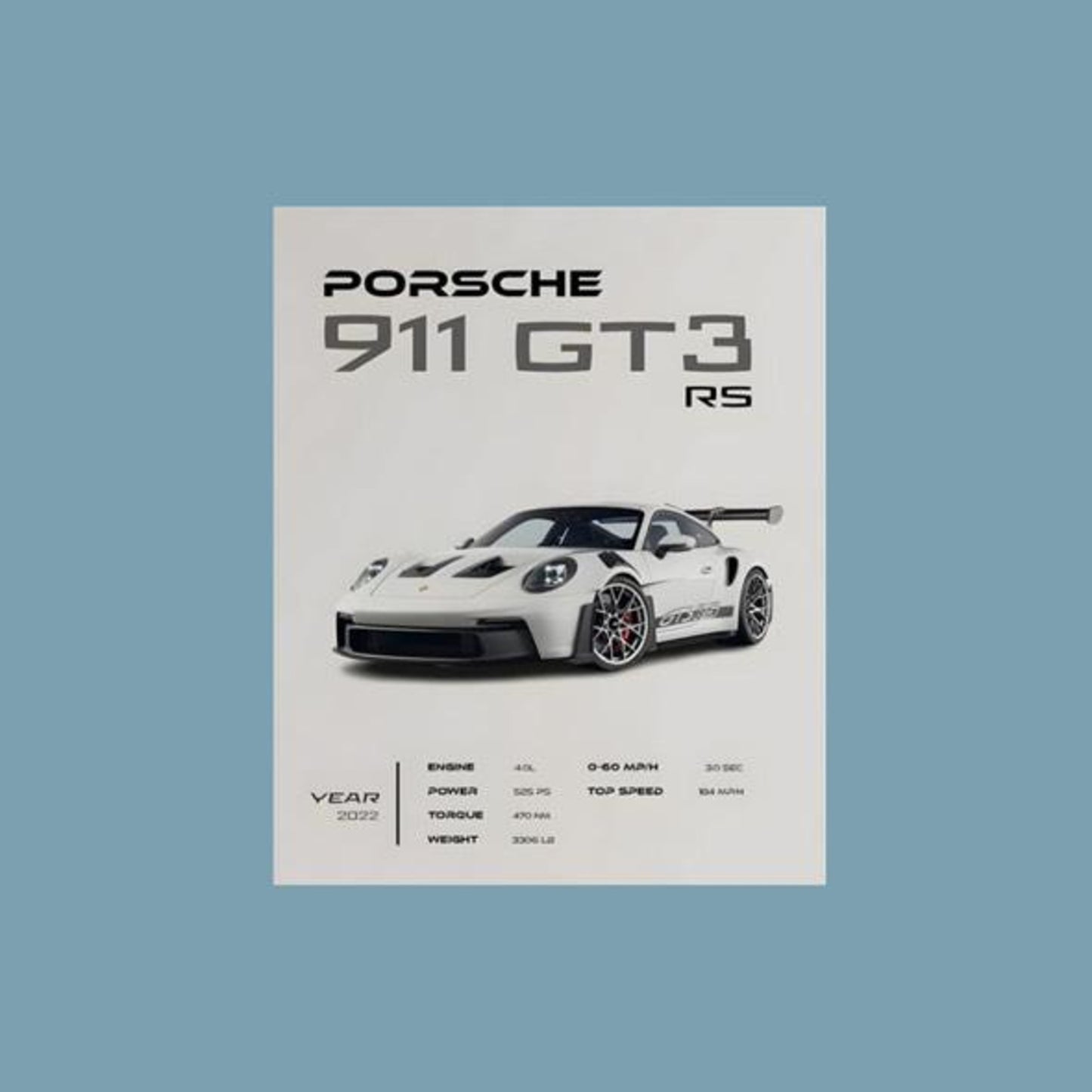 Porsche 911 GT3 RS Adhesive Peel-Off Poster