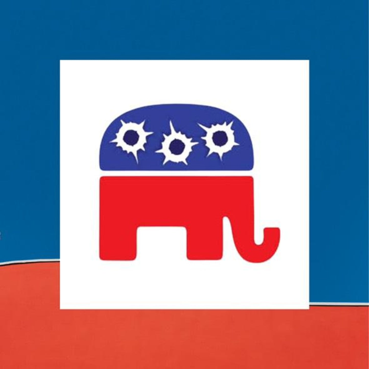 GOP Elephant with Bullet Holes - Political Statement Adhesive Poster